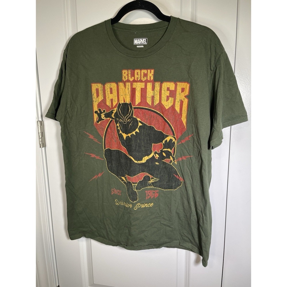 MARVEL BLACK PANTHER WARRIOR PRINCE SINCE 1966 T-SHIRT ADULT SIZE LARGE Green